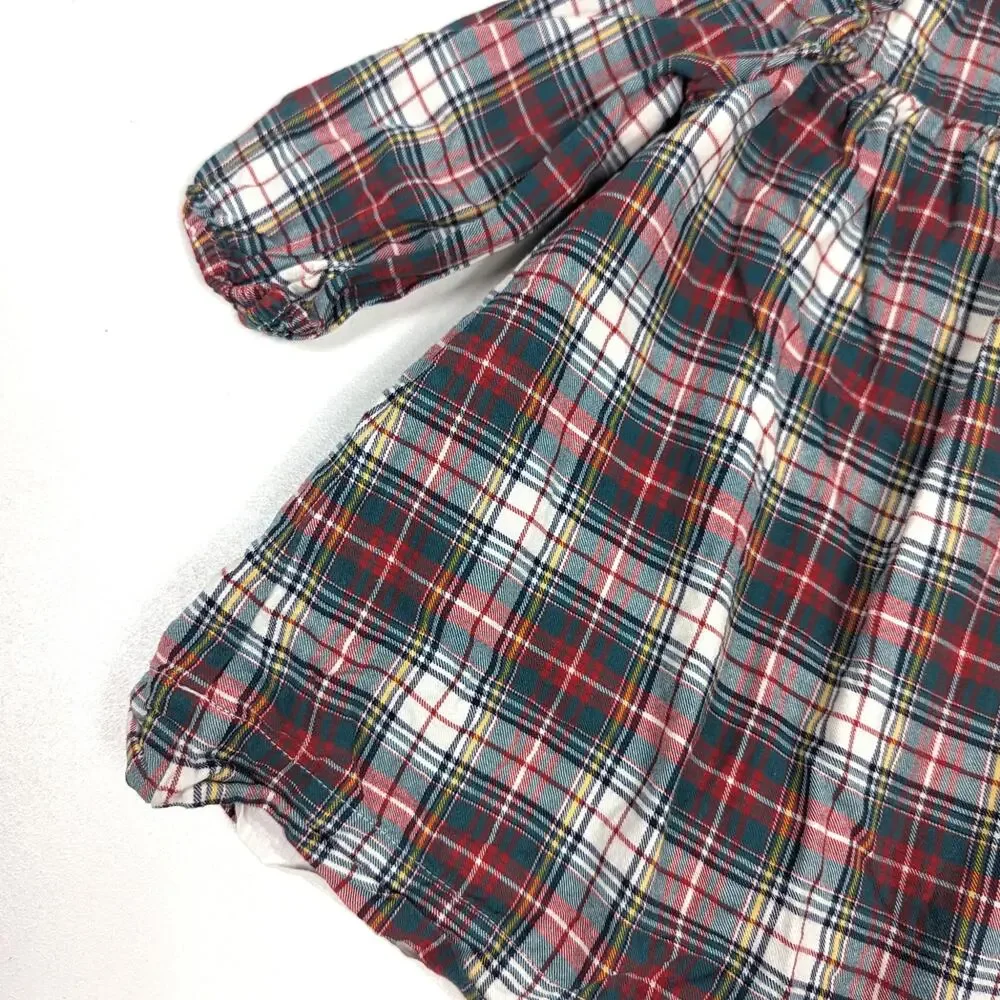 Baby Gap Dress Girls Sz 12-18m Plaid Christmas Embroidered Casual